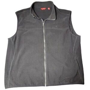 Izod Mens Black Full Zip Vest Advantage Performance Mock Neck 2X Size XXL